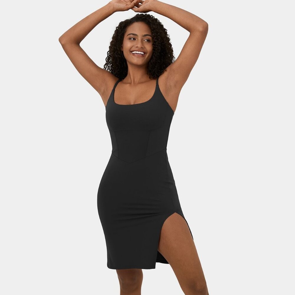 Halara Spaghetti Strap Backless Corset Split Bodycon Midi Casual Dress | NEW XL